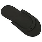 ForPro Comfy Pedi Slippers, Black, Disposable Foam Pedicure Slippers for Nail Salons & Spas, Individually-Wrapped, 12-Pair