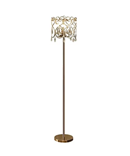Lámpara alta elegante con acabado oro y cristales modernos para decoración de salones