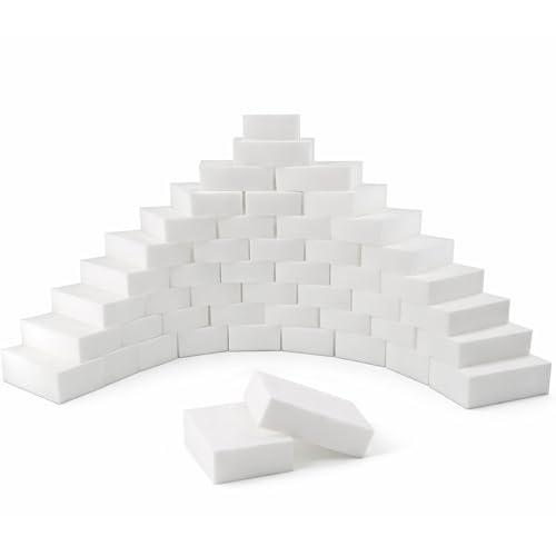 100 Pack Magic Cleaning Sponge Erasers Non-Scratch Melamine Sponge Bulk Multi-Surface Cleaner Melamine Foam Cleaning Scrubber Pad Sponges for Household Wall Shoes Bathtub Door Shower Bathroom Kitchen