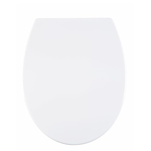 AQUALONA® Luxury Duroplast Toilet Seat – Incredibly Strong and Durable - Oval, Soft Close - Ceramic Appearance - Scratch Resistant - One Button Hinge Release - Click, Lift & Clean Technology (White)