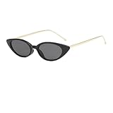 ETETGVG Gafas de sol con forma de ojo de gato para mujer, gafas de sol con montura pequeña a la moda para mujer, UV400, 01 negro, gris, talla única
