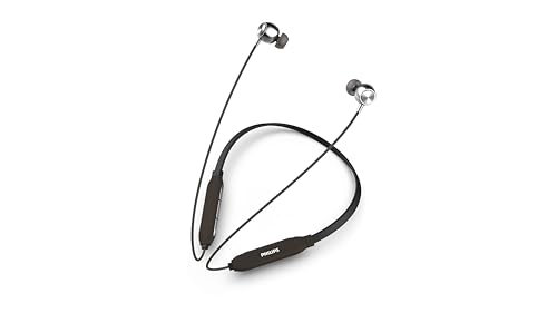 Image of Philips Audio TAN1159BK /94 Bluetooth Wireless Neckband with Mic, Magnetic Earbuds, Bombastic Rich Bass - 10 mm Drivers, 10 Mins Charge - 12 Hrs Music, 30 Hrs Battery Life, IPX4 Water Resistant (Black)