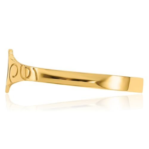 IceCarats 14K Solid Yellow Gold Oval Custom Engraved Signet Ring Handmade Personalized Monogram Initial Letter Band3