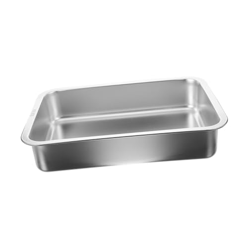 HAPINARY Stainless Steel Cat Litter Box for Cats Nonstick Open Litter Pan Design for Easy Access for Kittens and Rabbits Durable and Stable Litter Tray