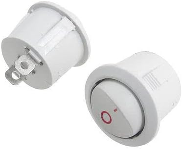 Rocker Switch SPST 2 Pin 6A 250V AC On Off Round | White rocker switch, 2pcs, SPST, 6A/250V, 2-pin, ON/OFF, round.