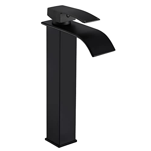 Grifo monomando para lavabo con caño alto, color negro mate Cover