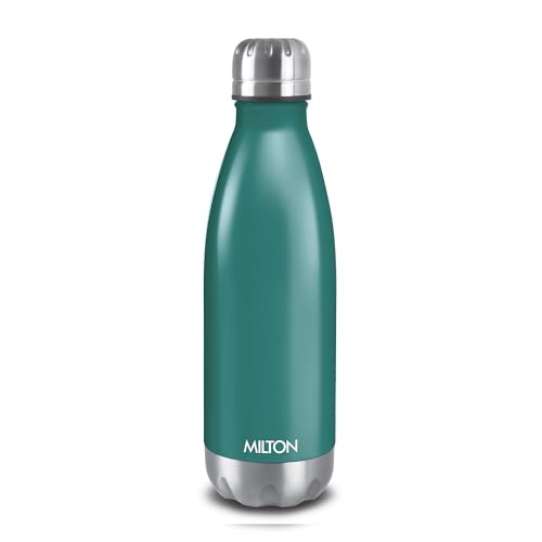 Milton Duo DLX 500 Thermosteel Water Bottle 500 ml, 24 Hr Hot and Cold I Leak Proof Lid, ISI Certified I Vacuum Insulated I for Office, Gym, School I Matt Green