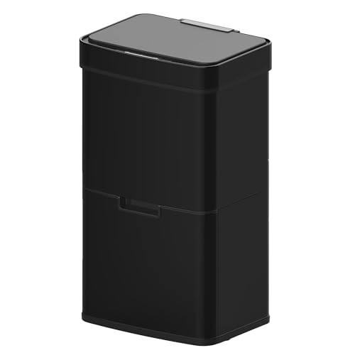 KITCHEN MOVE Poubelle De Cuisine Automatique Tri Sélectif Double Compartiment 75l NARVIK Noir brillant Recyclage Grande Capacité Et Poubelle De Table 3l
