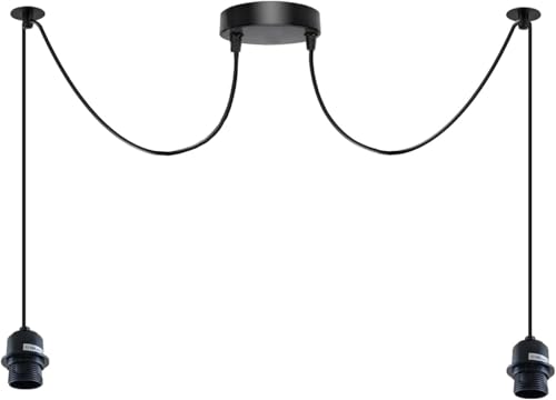 LEDSone Lampadario a sospensione a forma di ragno industriale a 2 bracci - Lampada da soffitto fai da te regolabile nera con luci sospese per cucina, sala da pranzo (2 vie nero)