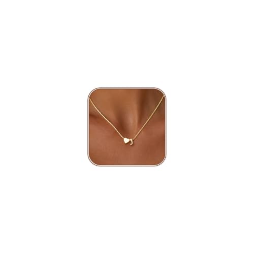 SOLEVAN Gold Heart Initial Necklaces for Women Trendy Non Tarnish Dainty 14K Gold Plated Personalized Letter Custom Initial Pendant Necklace Gold Jewelry