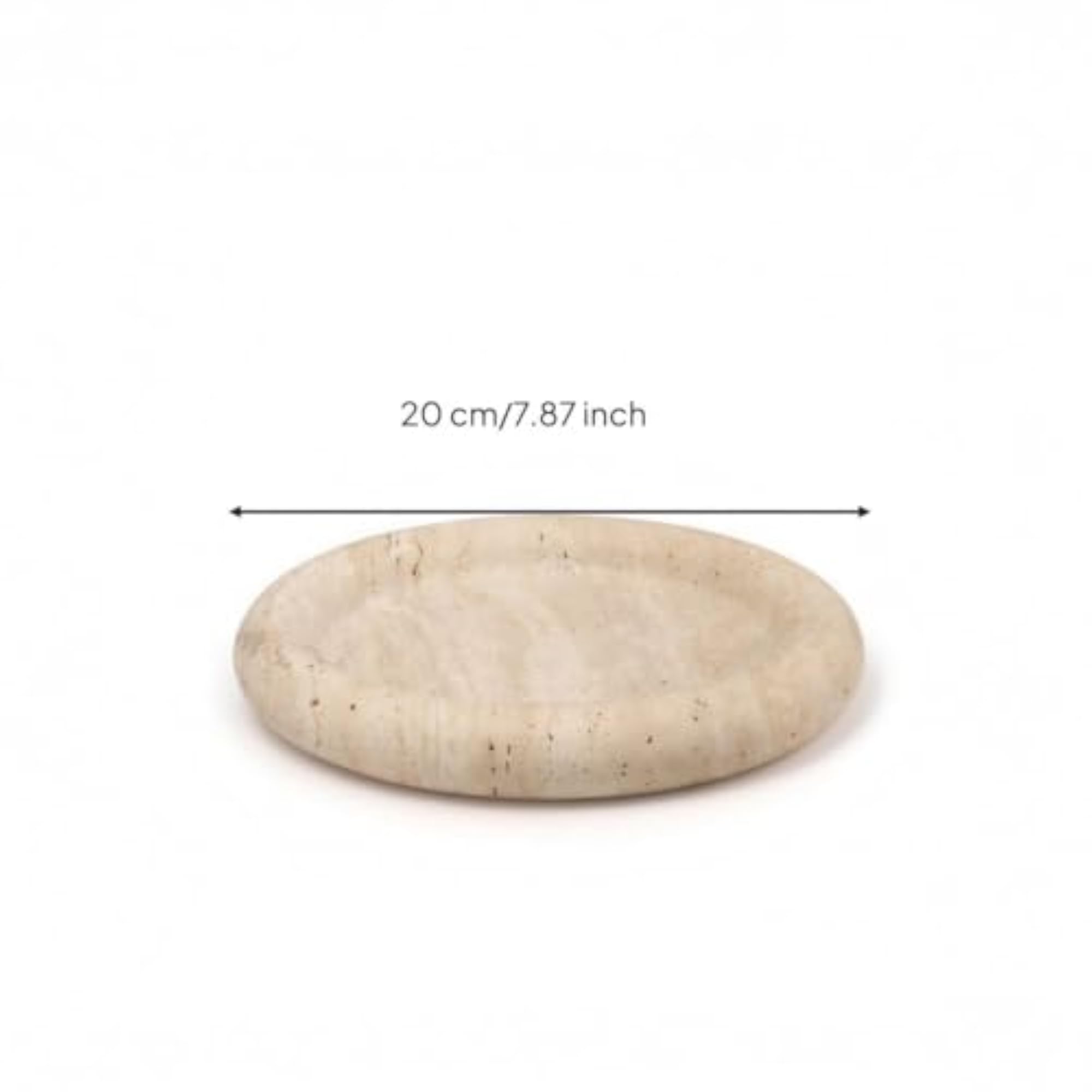 Textured Beige Stone Tray with Raised Rim, Neutral Decor