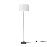 Paco Home Lampe LED Lampadaire Moderne Salon Séjour Chambre, à pied, lampadaire déco E27, Pied de lampe: Un Pied Noir, Abat-jour: Blanc (Ø38 cm)
