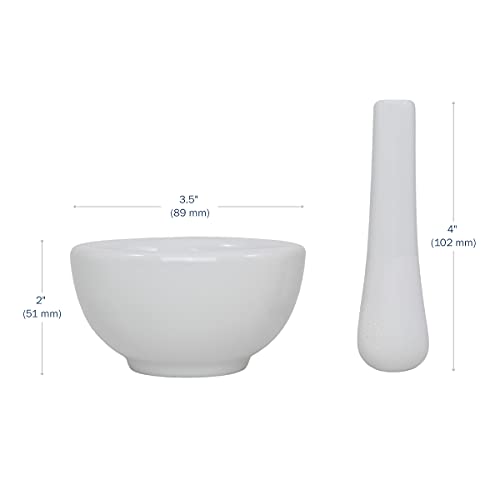 Apothecary Products Mortar and Pestle Bowl | Mixer and Grinder for Medicine | Porcelain | 4 Oz