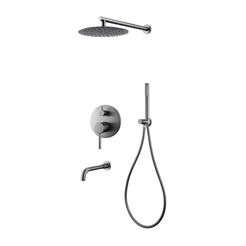 Mitigeur de douche gris avec douchette et bec baignoire 150mm - 2