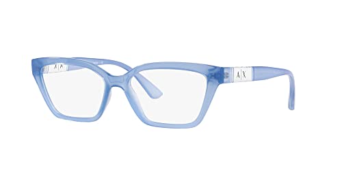 A|X Armani Exchange Women's Ax3092 Cat Eye Prescription Eyewear Frames, Shiny Opaline Light Blue/Demo Lens, 54 Mm #TOP1