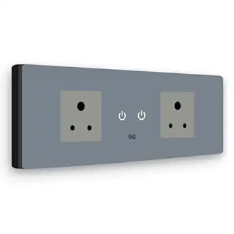 IOTICS Smart Switch Board: 2 Smart Plug Module | Finger Touch, Remote, App Control | Voice Compatible with Alexa & Assistant | Home Automation Solution (Grey)