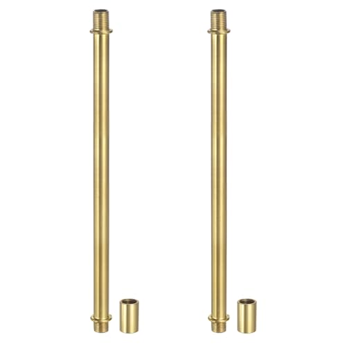 Image of PATIKIL Straight Pipe Lamp Stems Rod Kit, 2 Set M10 Carbon Steel 200mm(7.87 inch) Long Double End Thread Rod with Coupling Nuts Sleeve Connector for Table Lamps Chandeliers,Copper