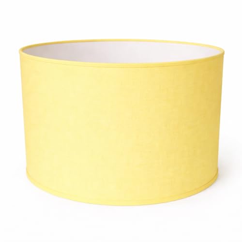 Zylinder Lampenschirm Baumwolle Stoff handgefertigt für Deckenleuchte, Tischleuchte, Stehlampe (Gelb, 30 cm Durchmesser 20 cm Höhe)