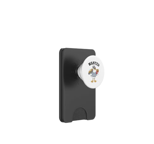 Funny Seagull Sailor Wanted Design Fish Bun Chips PopSockets PopWallet for MagSafe