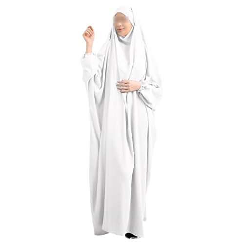 Robe de prière hijab intégrale blanche résout la pudeur en un enfilage