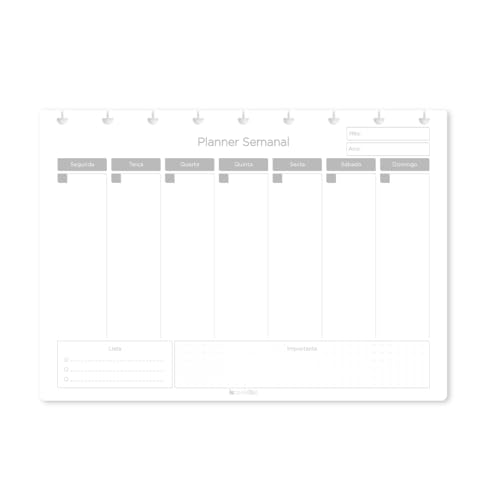 Refil Caderno De Disco iscool Planner Semanal Classic Médio Branc...