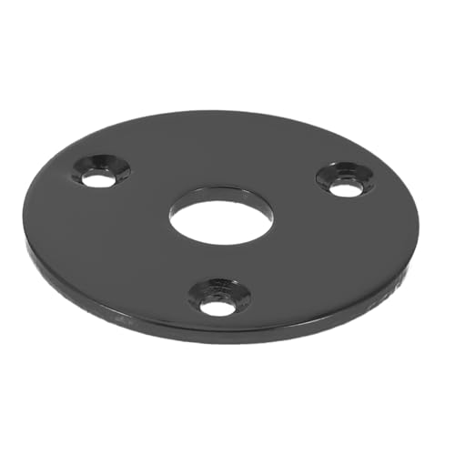 HANABASS Round Guitar Input Jack Plate Durable Black Metal Socket with Screws for Electric Guitar