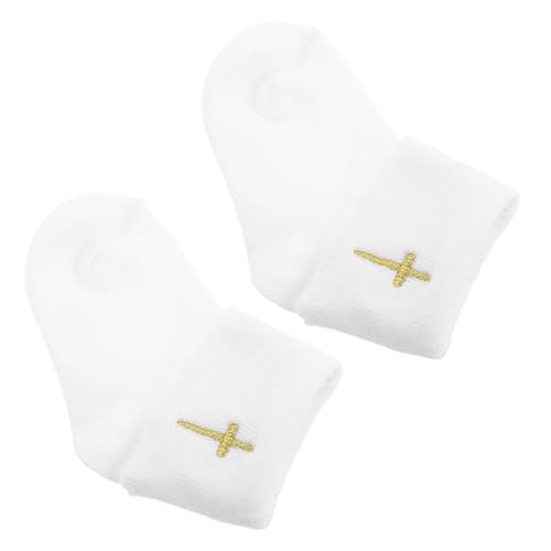 Ipetboom 1Pair Year Old Christening Socks Baptism Socks for Boy Girl Ankle with Cross Design for Baptismal Ceremonies and First Communions