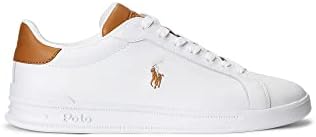 POLO RALPH LAUREN Mens Heritage Court Sneaker, White/Tan, 14 US | Image 3
