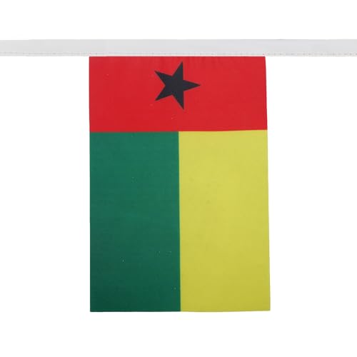 Image of AZ FLAG Guinea-Bissau 6 meters BUNTING Flag 20 flags 9'' x 6'' - Bissau-Guinean STRING flags 15 x 21 cm