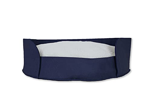 jilda-tex Haustierbett für Hunde Katzen Bettchen Bett rund oval Verschiedene Größen/Farben (44 x 60.5 x 17.5 cm, Dunkelblau)
