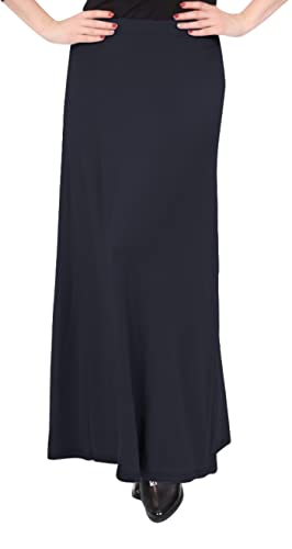 Kosher Casual Maxi A-Line Skirt for Women Elastic Waist in Lightweight Viscose Spandex