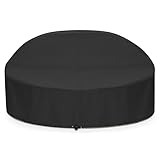 SunPatio Outdoor Daybed Cover Waterproof 88 Inch, Round Daybed Cover Patio Canopy Sofa Cover with Taped Seam and Air Vent, 88' L x 85' W x 16'/35' H, All Weather Protection, Black
