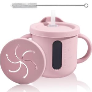 MIXEN Silicone Baby Cups with Straws and Lids, Toddler Training Container, Leak Proof Silicone Baby Training Cup for Infants Toddlers and Kid-image-8