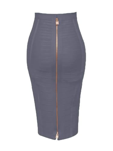 Falda A La Cadera Falda de Vendaje con Cremallera sólida Sexy 58 cm for Mujer, Faldas Tubo Verano Ajustadas y elásticas para Mujeres(Dark Grey,M)