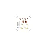 MODRSA Aro de nariz de herradura de calibre 20 de 7 mm, 20 g, oro de doble gema de herradura, anillo de nariz para mujer, anillo de nariz para mujer, acero quirúrgico, estrella rosa, cartílago pequeño