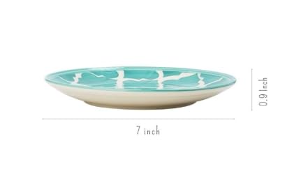 Shipnetic Moroccan Print Green Ceramic Plates Set of 2, Microwave & Dishwasher Safe, Dinner Serving Plates for Dessert, Appetizer, Salad, Sandwich, Snacks, Fruits for Daily Use & Gifting.(7.28 INCH) 2
