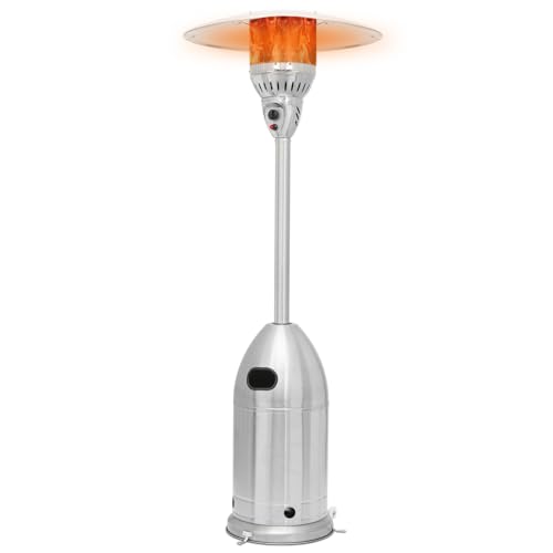 Magshion Propane Patio Heater, 41,000 BTU Outdoor Gas Heater Made in stainless steel with Auto-Off Safety Protection System for Home and Residential (Silver)