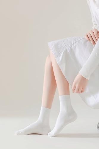 6 pares de meias femininas brancas, tamanho 39 a 42, meias sociais femininas, brancas, leves, macias