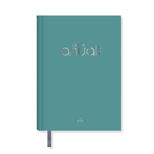 Casterli Agenda Anual Basic Edition, Día página   Básica pastel. con tapa forrada y acolchada, stamping en dorado. Tamaño 14 x 20 cm (Turquesa)