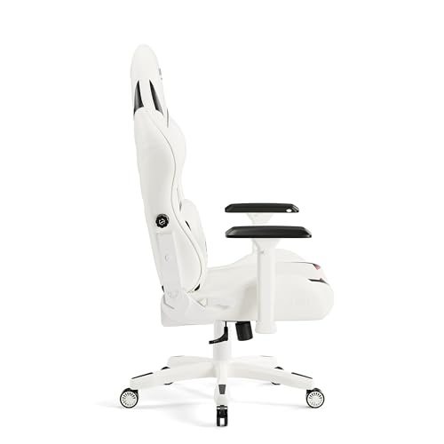 Diablo X-Ray Gaming Silla de Oficina Silla Gamer Apoyabrazos 4D Diseño Ergonomico HQ Cuero Sintético Perforación Función de Inclinación Soporta hasta 150 kg Blanco-Negro Normal (L)