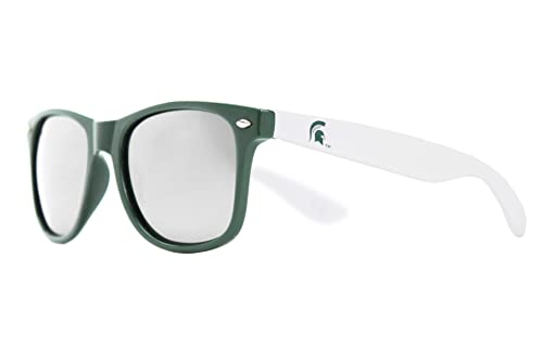NCAA Michigan State Spartans MIST-3 Green Front Temple, Silver Lens Sunglasses, One Size, Green