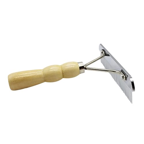 GALPADA Wooden Handle Pet Comb Stainless Steel Slicker Brush for Dogs Cats Curly Hair Grooming Tool Single Row Trimmer for Puppies Stimulates Skin and Hair Follicles