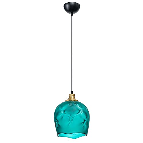 Chandelier nordique minimaliste en verre bleu de haute lumière et douille E27