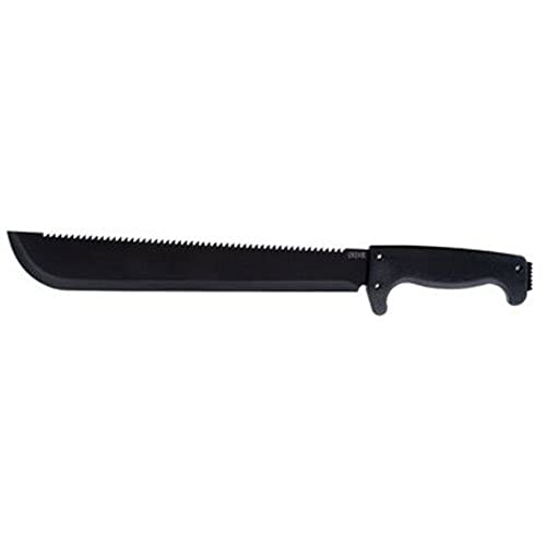 SOG SOGfari 13"" Machete MC01-N - Hardcased Black Blade w/Saw Back, Rubber Handle, Nylon Sheath -  992589