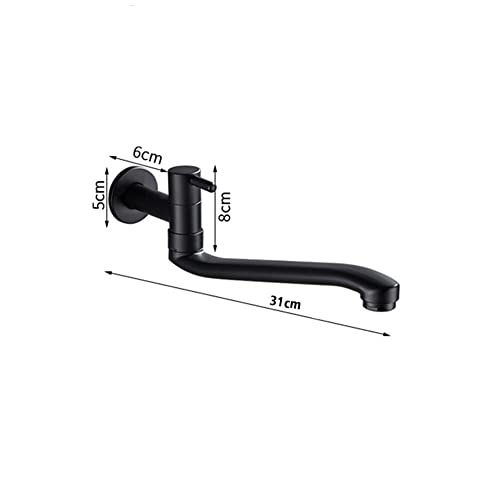 Wall-Mounted Black Cold Water Faucet Washing Machine Mop Pool Garden Taps (31cm) by BNYTXV - Image 2
