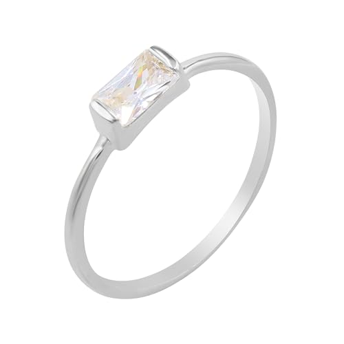 Bague en cristal pour femme en argent 925 solitaire unique taille 7.5