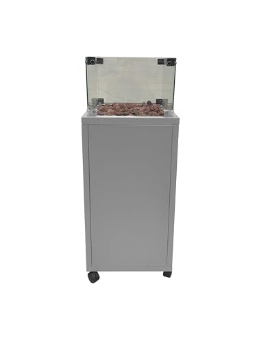 APANA Gas Heizstrahler FUEGO 8kW- Terrassenfeuer mit Sichtfenster & Rollen- Heizpilz für Garten, Balkon & Terrasse- inkl. Abdeckhaube, Umkippsicherung & Abschaltautomatik- anthrazit-8