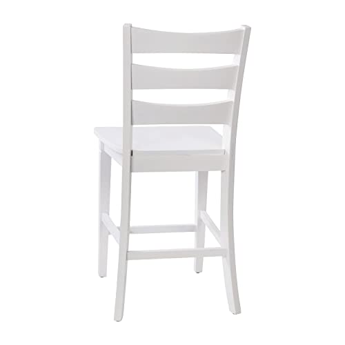 Flash Furniture Set de 2 Bancos con respaldo de escalera, acabado White Wash, 41.5" de altura, madera maciza Asiática miniatura 6