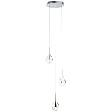 A.S. Création LED Pendelleuchte in Metallic Silber aus Glas - Moderne Lampe Lichtfarbe Warmweiß Dimmbar DD128719 - Innenleuchte Tropfenförmig - 26cm (B) x 143,5cm (H)