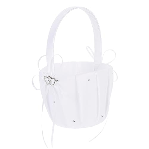 1Pc Elegant Flower Girl Basket with Bowknot Decoration for Weddings Lightweight Floral Petal Confetti Holder for Bridal Parties and Special Events